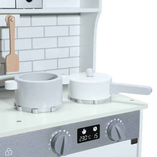 Cozinha Infantil Multifuncional 5 em 1 - ORYXEARTH - 69x20x40.5cm - Madeira - Blanco Cassé - Mezclado