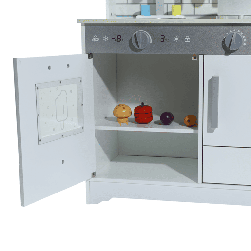 Cozinha Infantil Multifuncional 5 em 1 - ORYXEARTH - 69x20x40.5cm - Madeira - Blanco Cassé - Mezclado