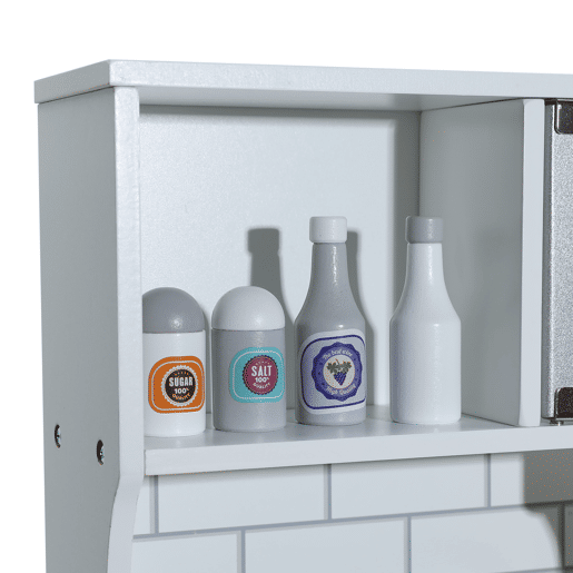 Cozinha Infantil Multifuncional 5 em 1 - ORYXEARTH - 69x20x40.5cm - Madeira - Blanco Cassé - Mezclado