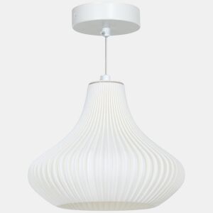 HOMCOM Candeeiro Suspensoo Moderno Candeeiro de Teto com Ecrã de Impressão 3D Iluminação para Sala de Jantar Cozinha Sala de Estar Bar Restaurante Ø20,5x17,5 cm Branco