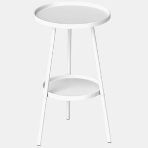 Outsunny Mesa de Jardim Redonda de 2 Níveis Mesa de Exterior Ø32x51 cm com Bandeja Inferior e Estrutura de Metal Mesa para Exterior e Interior Branco