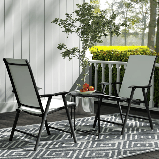 Outsunny Mesa Auxiliar Redonda Mesa de Jardim com Bandeja Amovível Pés Dobráveis Mesa para Exterior Pátio Ø46x50 cm Preto
