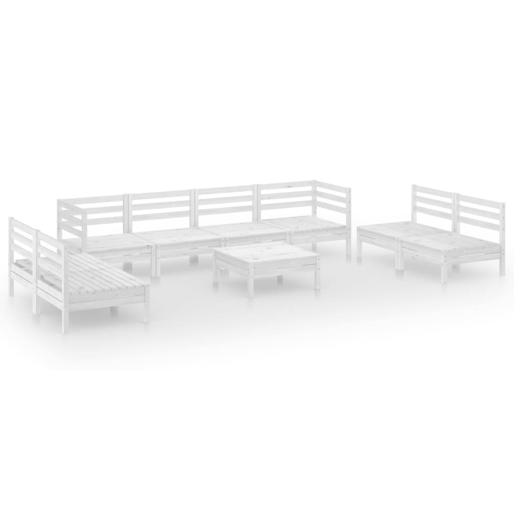 Juego de muebles de jardín 9 piezas madera maciza pino blanco