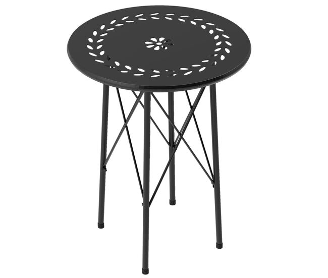 Outsunny mesa de jardín redonda mesa de terraza exterior ø40x50 cm con patas ajustables y estructura en forma de x mesa para exterior e interior negro