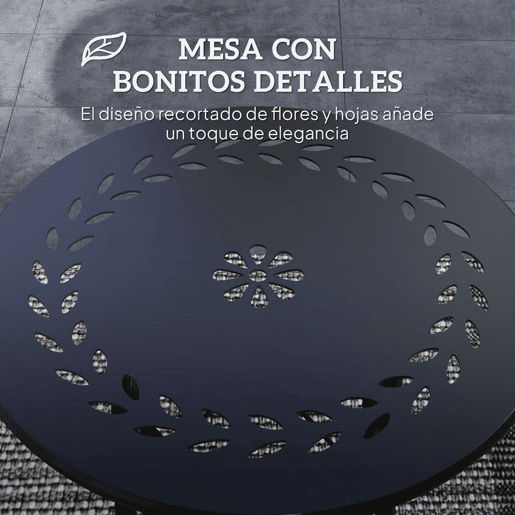 Outsunny Mesa de Jardim Redonda Mesa de Varanda Ø40x50 cm com Pés Ajustáveis e Estrutura em Forma de X Mesa para Exterior e Interior Preto