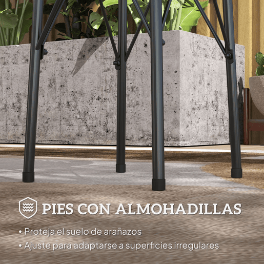 Outsunny Mesa de Jardim Redonda Mesa de Varanda Ø40x50 cm com Pés Ajustáveis e Estrutura em Forma de X Mesa para Exterior e Interior Preto