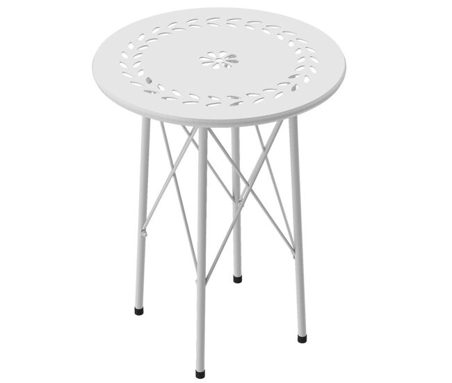 Outsunny mesa de jardín redonda mesa de terraza exterior ø40x50 cm con patas ajustables y estructura en forma de x mesa para exterior e interior blanco