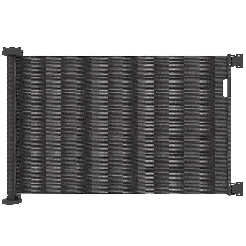 Pawhut barrera de seguridad para perros retráctil 0-136 cm puerta para perros pequeños extensible con interruptor de cierre red de seguridad para pasillos escaleras interiores y exteriores negro