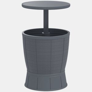 Outsunny Mesa Refrigeradora para Exterior, 41 L, 3 em 1, Mesa Auxiliar Cool Bar, Altura Ajustável 58-84 cm, com Balde de Gelo e Tampa Superior Elevável, para Festas, Piscina, Jardim, Terraço, Cinzenta