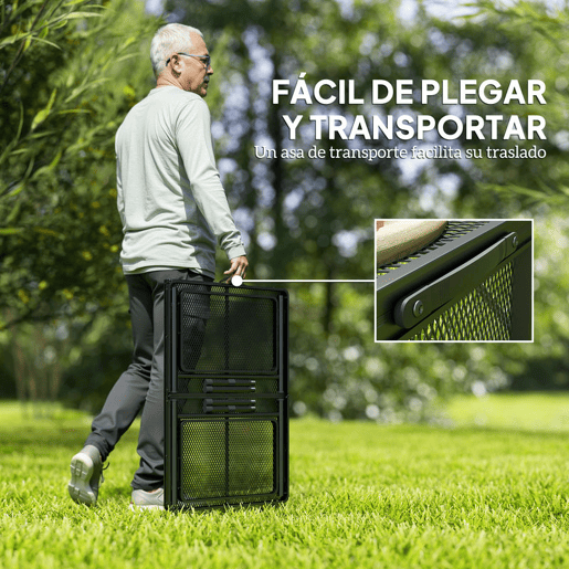 Outsunny Mesa Dobrável Campismo de Alumínio 137x62x67 cm com Laterais Abatíveis e Altura Ajustável Mesa Dobrável Portátil Leve com Bancada Metálica de Grade para Acampamento Caminhadas Praia Preto