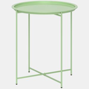Outsunny Mesa Auxiliar Redonda de Jardim com Tabuleiro Removível e Pés Dobráveis para Exterior, Terraço ou Pátio Ø46x53 cm Verde