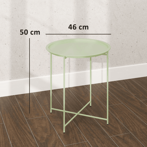 Outsunny Mesa Auxiliar Redonda de Jardim com Tabuleiro Removível e Pés Dobráveis para Exterior, Terraço ou Pátio Ø46x53 cm Verde