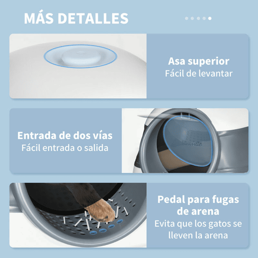 PawHut Caixa de Areia para Gatos Dobrável Caixa de Areia para Gatos Fechada Caixa de Areia para Gatos com Pá 52x41x38 cm Branco e Cinza