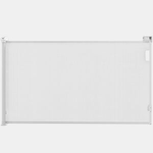 PawHut Barreira para Cães Retrátil 0-144 cm Barreira para Cães Pequenos Extensível Barreira de Segurança para Animais de Estimação com Fecho para Escadas Portas Corredores Branco