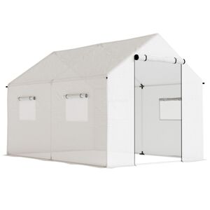 Outsunny Estufa tipo Túnel 2x3x2 m Estufa de Exterior com 4 Janelas de Malha e Porta com Fecho de Correr Estufa para Cultivos Anti UV para Pátio Jardim Branco