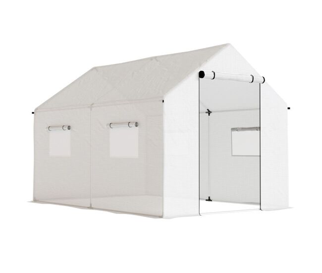 Outsunny invernadero de exterior 2x3x2 m invernadero de túnel con 4 ventanas de malla y puerta con cremallera invernadero de huerto anti-uv para patio