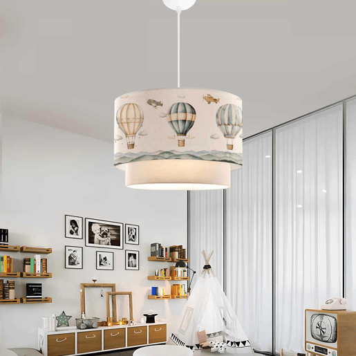 Candeeiro suspenso para crianças Lurgan com motivo de balão de ar quente branco lux.pro