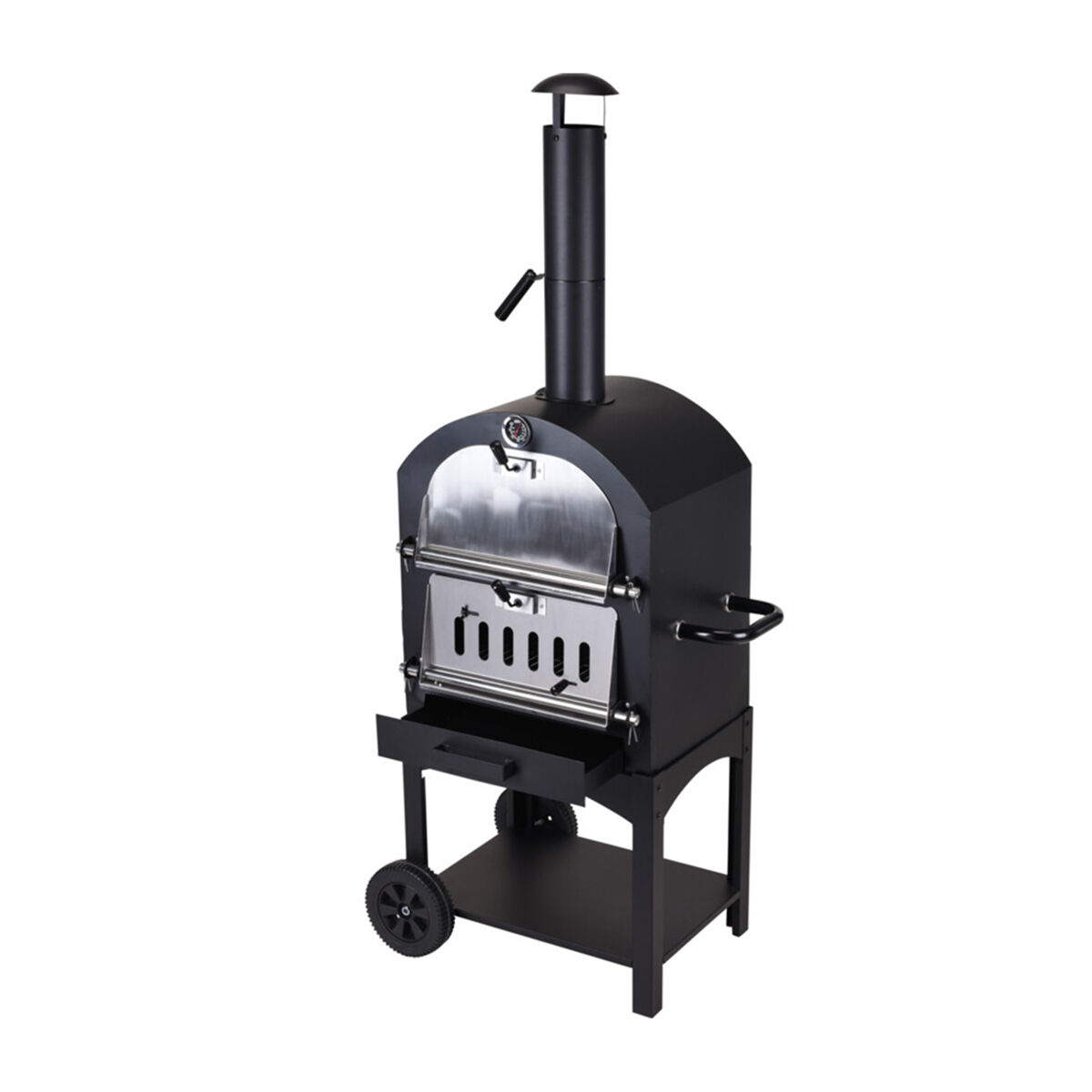 Horno de pizza de carbón para barbacoa con piedra 67x47,5xh156cm