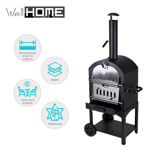Forno de pizza a carvão com pedra para churrasco