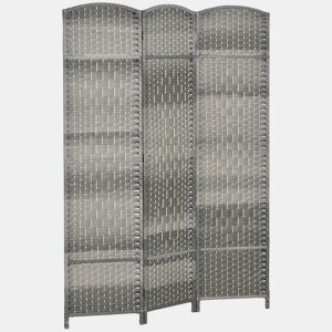 HOMCOM Biombo Dobrável de 3 Painéis Divisor de Ambientes 135x180 cm Ecrã de Privacidade de Polipropileno para Escritório Quarto Cinza Misto