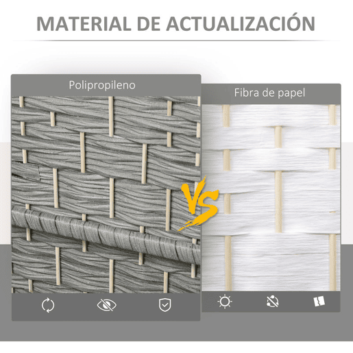 HOMCOM Biombo Dobrável de 3 Painéis Divisor de Ambientes 135x180 cm Ecrã de Privacidade de Polipropileno para Escritório Quarto Cinza Misto