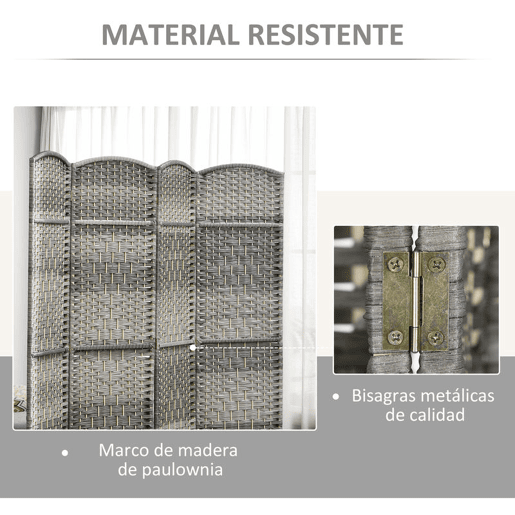 HOMCOM Biombo Dobrável de 3 Painéis Divisor de Ambientes 135x180 cm Ecrã de Privacidade de Polipropileno para Escritório Quarto Cinza Misto
