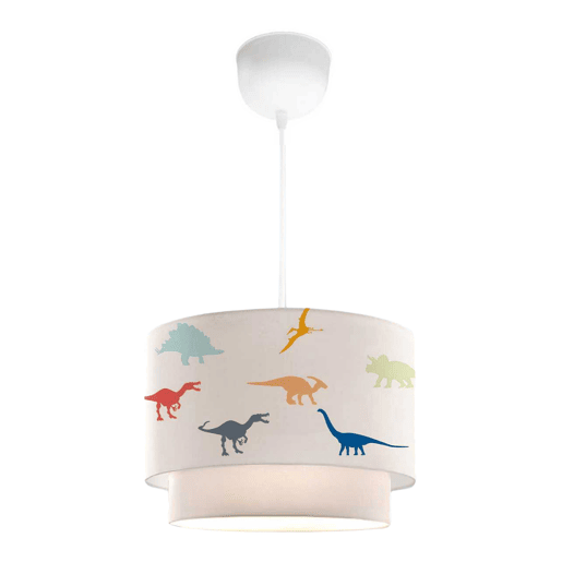 Candeeiro suspenso para crianças Lurgan com motivo de dinossauro colorido branco lux.pro