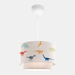 Candeeiro suspenso para crianças Lurgan com motivo de dinossauro colorido branco lux.pro