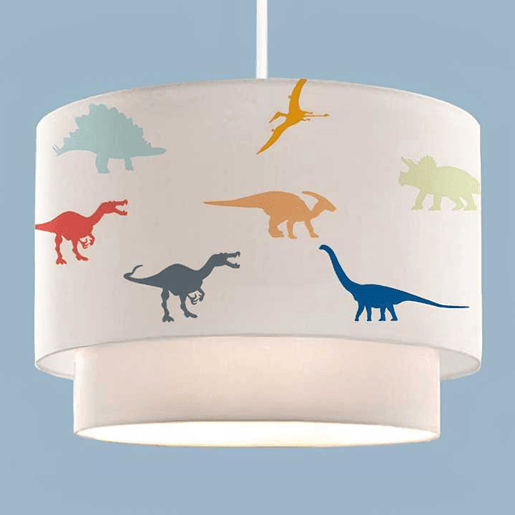 Candeeiro suspenso para crianças Lurgan com motivo de dinossauro colorido branco lux.pro