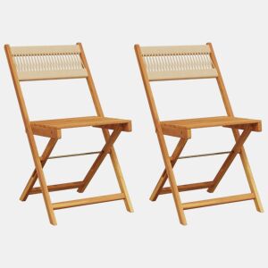 vidaXL Cadeiras de bistrô 2 pcs acácia maciça e corda bege