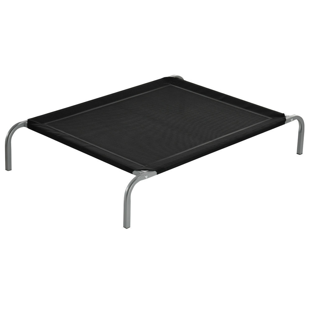 Pawhut cama elevada para perros gatos transpirable cama para mascotas 110x75x20 cm para dormir relajar con marco de acero para interior exterior negro
