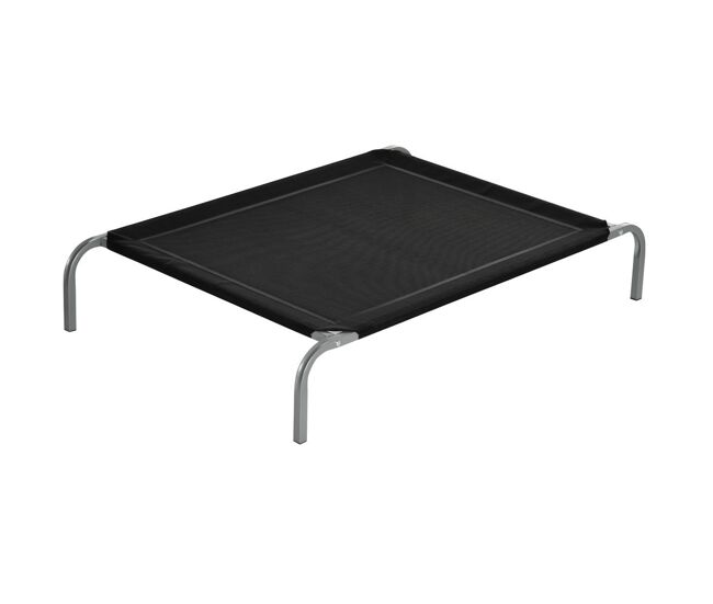 Pawhut cama elevada para perros gatos transpirable cama para mascotas 110x75x20 cm para dormir relajar con marco de acero para interior exterior negro