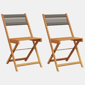 vidaXL Cadeiras de bistrô 2 pcs acácia maciça e corda cinzento