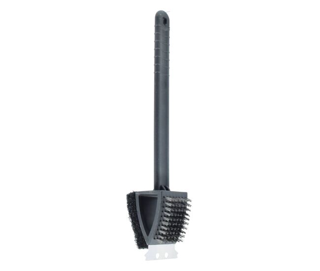 Well home set de cepillo de barbacoa 3 en 1 - raspador y 2 cepillos en acero inoxidable, pp negro