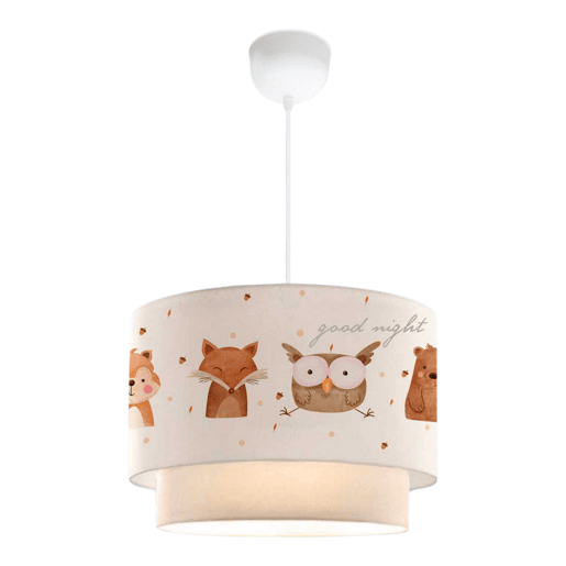 Candeeiro suspenso para crianças Lurgan com motivo de animais da floresta branco lux.pro