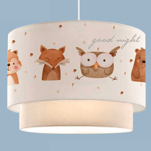 Candeeiro suspenso para crianças Lurgan com motivo de animais da floresta branco lux.pro
