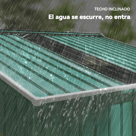 Outsunny Abrigo de Jardim Exterior 4,9 m² 277x195x192cm Abrigo e Jardim Metálico para Armazenamento de Ferramentas com Base Incluída (Chão não Incluído) e 4 Janelas Verde Escuro