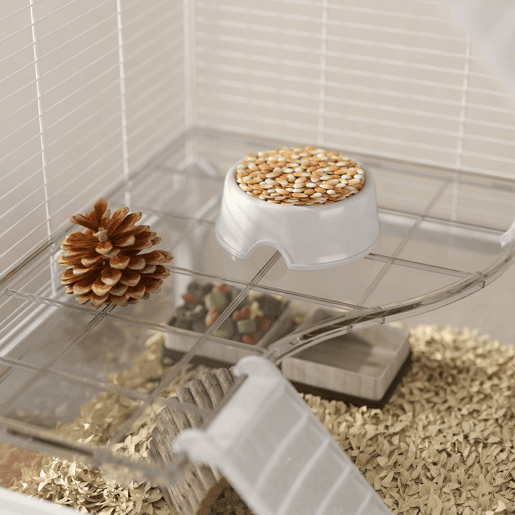 PawHut Gaiola para Pequenos Animais de 4 Níveis com Bandeja Inferior Gaiola para Roedores com Rodas Rampas Comedouro e Bebedouro Recinto para Chinchilas 73x47x123 cm Branco