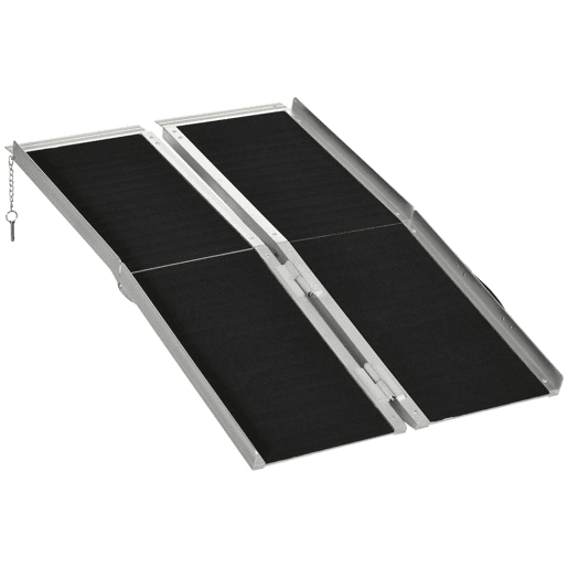 HOMCOM Rampa para Cadeiras de Rodas Dobrável 122x73,5 cm Rampa Portátil de Alumínio Antiderrapante para Escadas e Declives Carga Máxima 270 kg Preto