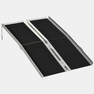 HOMCOM Rampa para Cadeiras de Rodas Dobrável 122x73,5 cm Rampa Portátil de Alumínio Antiderrapante para Escadas e Declives Carga Máxima 270 kg Preto