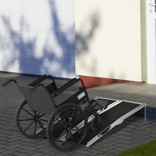 HOMCOM Rampa para Cadeiras de Rodas Dobrável 122x73,5 cm Rampa Portátil de Alumínio Antiderrapante para Escadas e Declives Carga Máxima 270 kg Preto