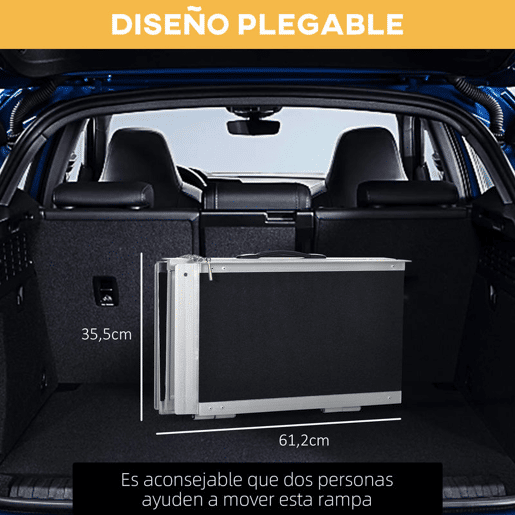 HOMCOM Rampa para Cadeiras de Rodas Dobrável 122x73,5 cm Rampa Portátil de Alumínio Antiderrapante para Escadas e Declives Carga Máxima 270 kg Preto