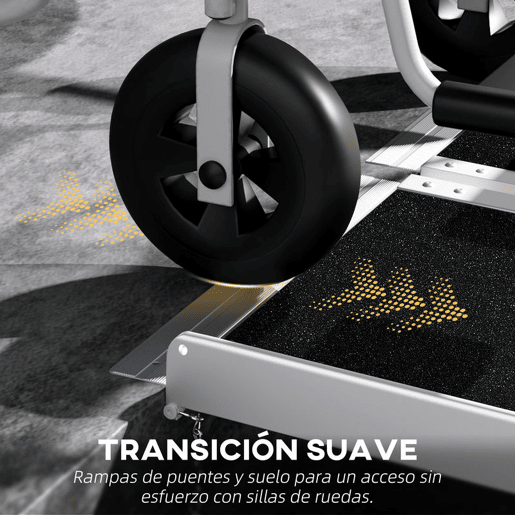 HOMCOM Rampa para Cadeiras de Rodas Dobrável 122x73,5 cm Rampa Portátil de Alumínio Antiderrapante para Escadas e Declives Carga Máxima 270 kg Preto