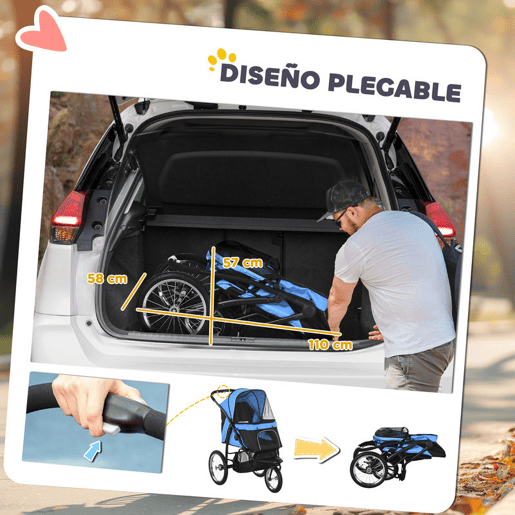 PawHut Carrinho para Cães Dobrável Carrinho para Animais de Estimação Carrinho para Cães Médios e Pequenos com Cesta de Armazenamento Capota Ajustável Janela de Malha e 3 Rodas Grandes 111x58x107 cm Azul PawHut Carrinho para Cães Dobrável Carrinho para Animais de Estimação Carrinho para Cães Médios e Pequenos com Cesta de Armazenamento Capota Ajustável Janela de Malha e 3 Rodas Grandes 111x58x107 cm Azul
