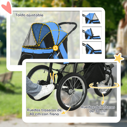 PawHut Carrinho para Cães Dobrável Carrinho para Animais de Estimação Carrinho para Cães Médios e Pequenos com Cesta de Armazenamento Capota Ajustável Janela de Malha e 3 Rodas Grandes 111x58x107 cm Azul PawHut Carrinho para Cães Dobrável Carrinho para Animais de Estimação Carrinho para Cães Médios e Pequenos com Cesta de Armazenamento Capota Ajustável Janela de Malha e 3 Rodas Grandes 111x58x107 cm Azul