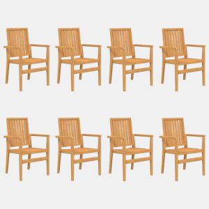 vidaXL Cadeiras de jardim empilháveis 8 pcs 56,5x57,5x91cm teca maciça