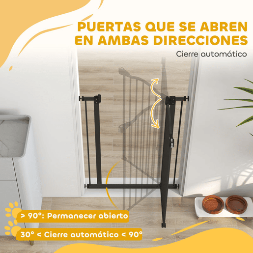 PawHut Barreira de Segurança para Cães Barreira com Largura Ajustável 74-80 cm Barreira para Cães para Escadas e Portas Preto