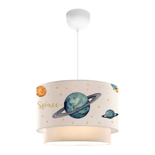Candeeiro suspenso para crianças Lurgan com motivo planetário branco lux.pro