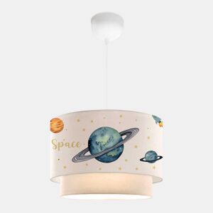 Candeeiro suspenso para crianças Lurgan com motivo planetário branco lux.pro