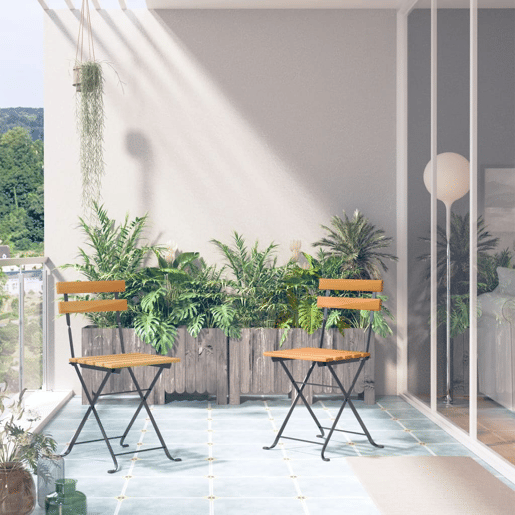 vidaXL Cadeiras de jardim dobráveis 2 pcs aço e madeira acácia maciça vidaXL Cadeiras de jardim dobráveis 2 pcs aço e madeira acácia maciça